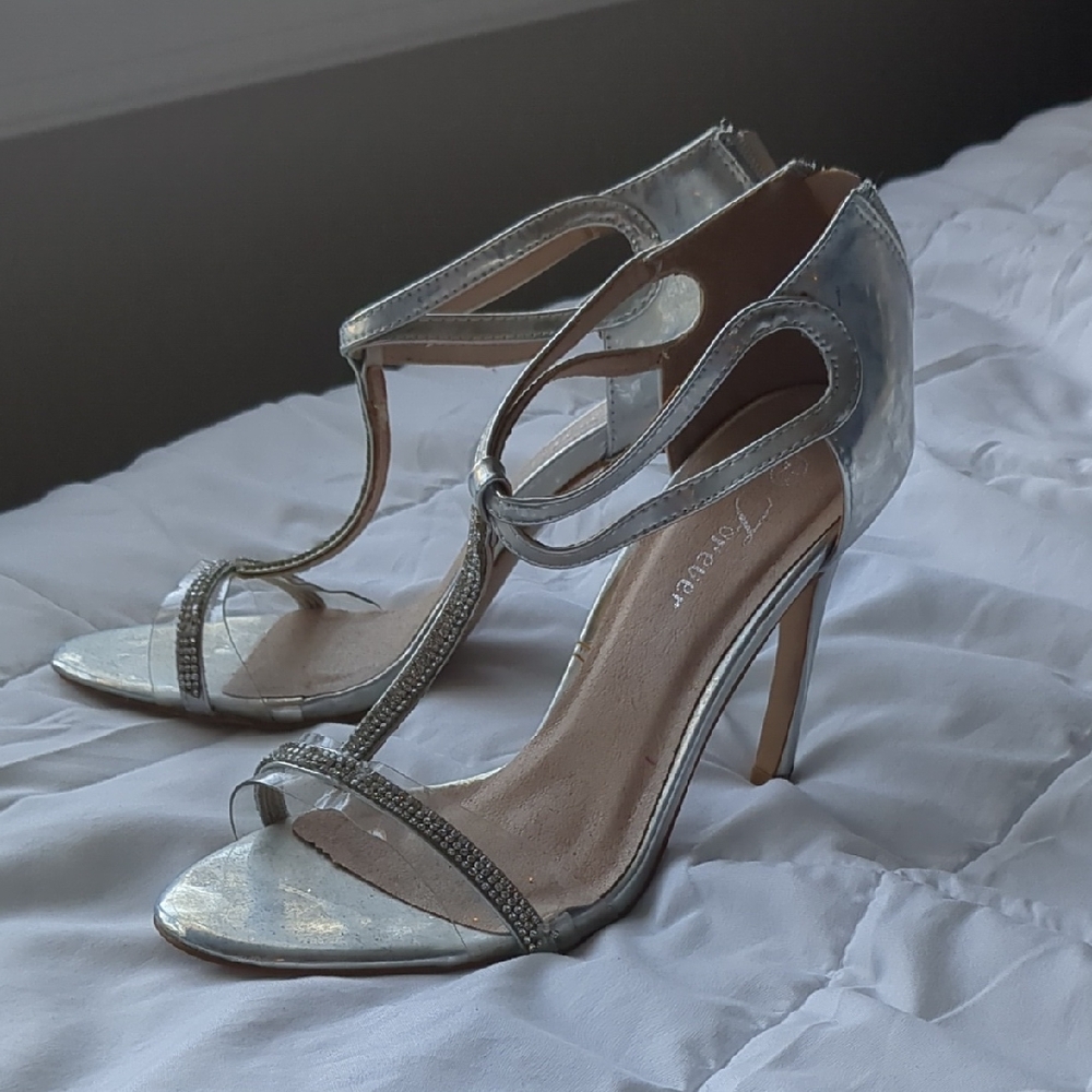 Forever 21 Metallic Silver Heels